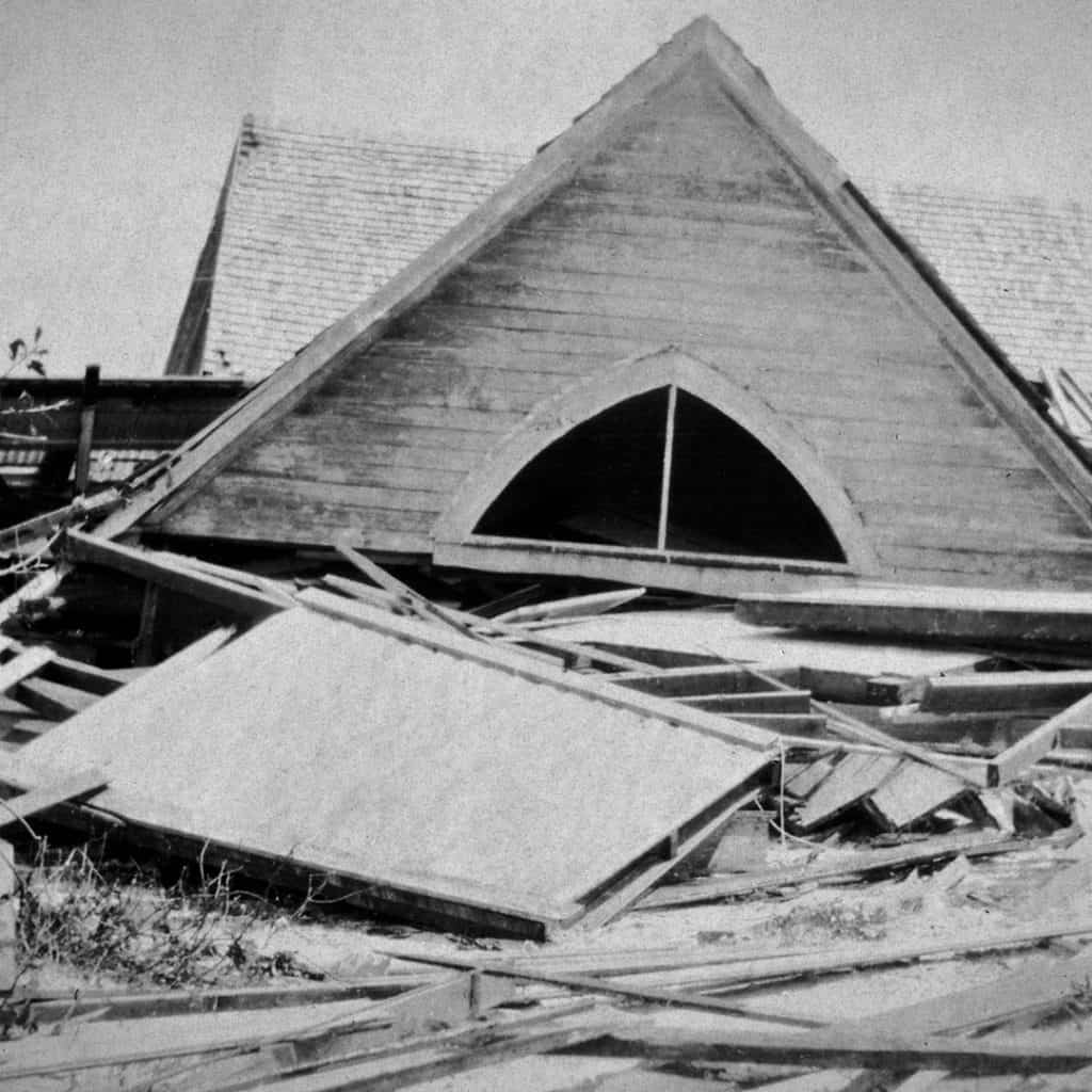 Hurricane damage in early Deerfield Beach, FL