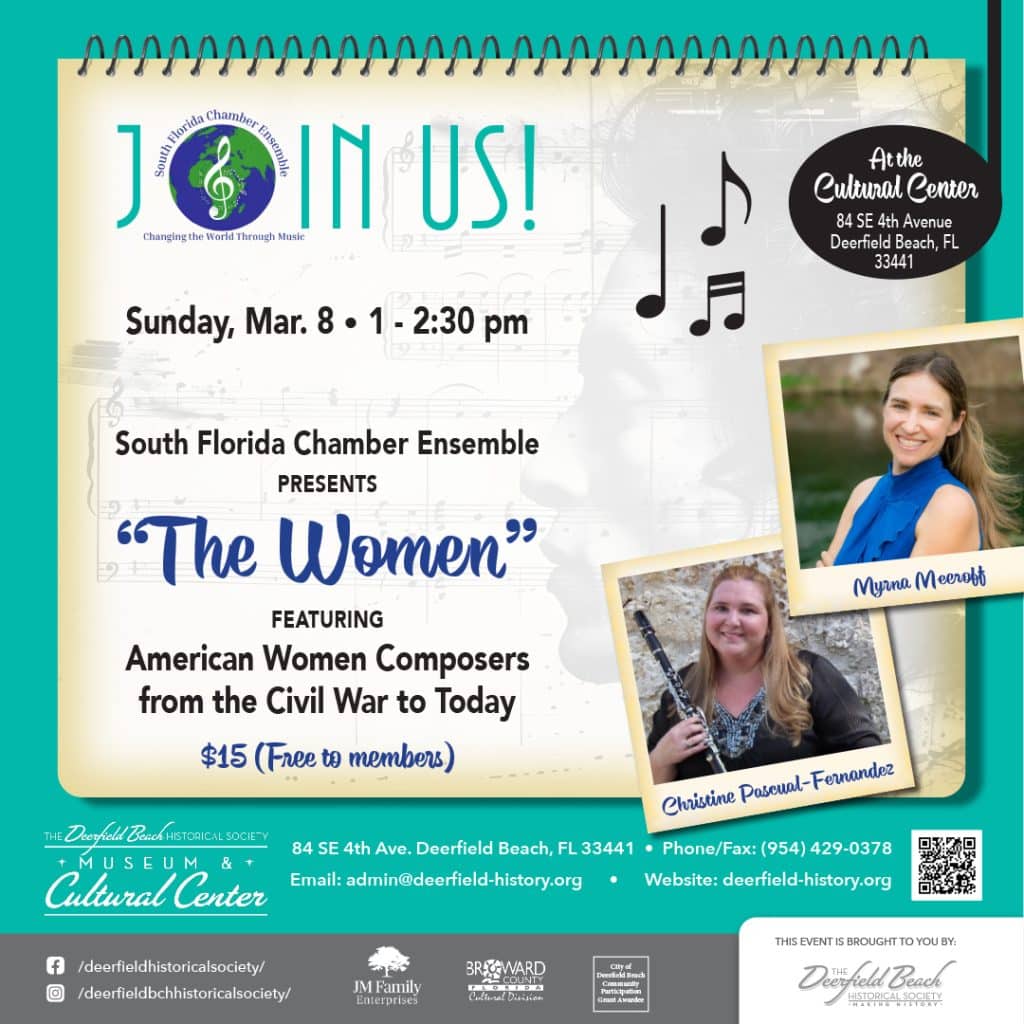 South Florida Chamber Ensemble Concert:  The Women, March 8