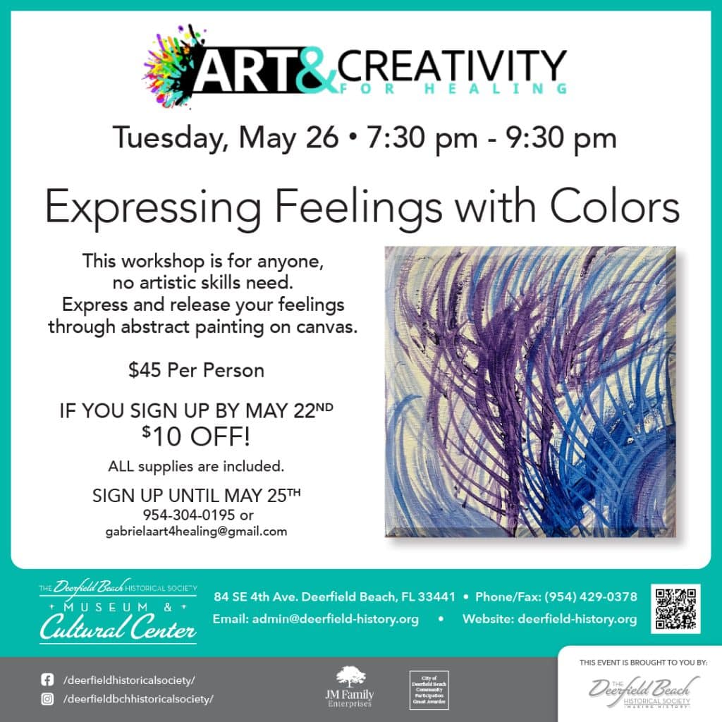 Art4Healing & Creativity Evening Painting Class: Expressing Feelings with Colors, May 26