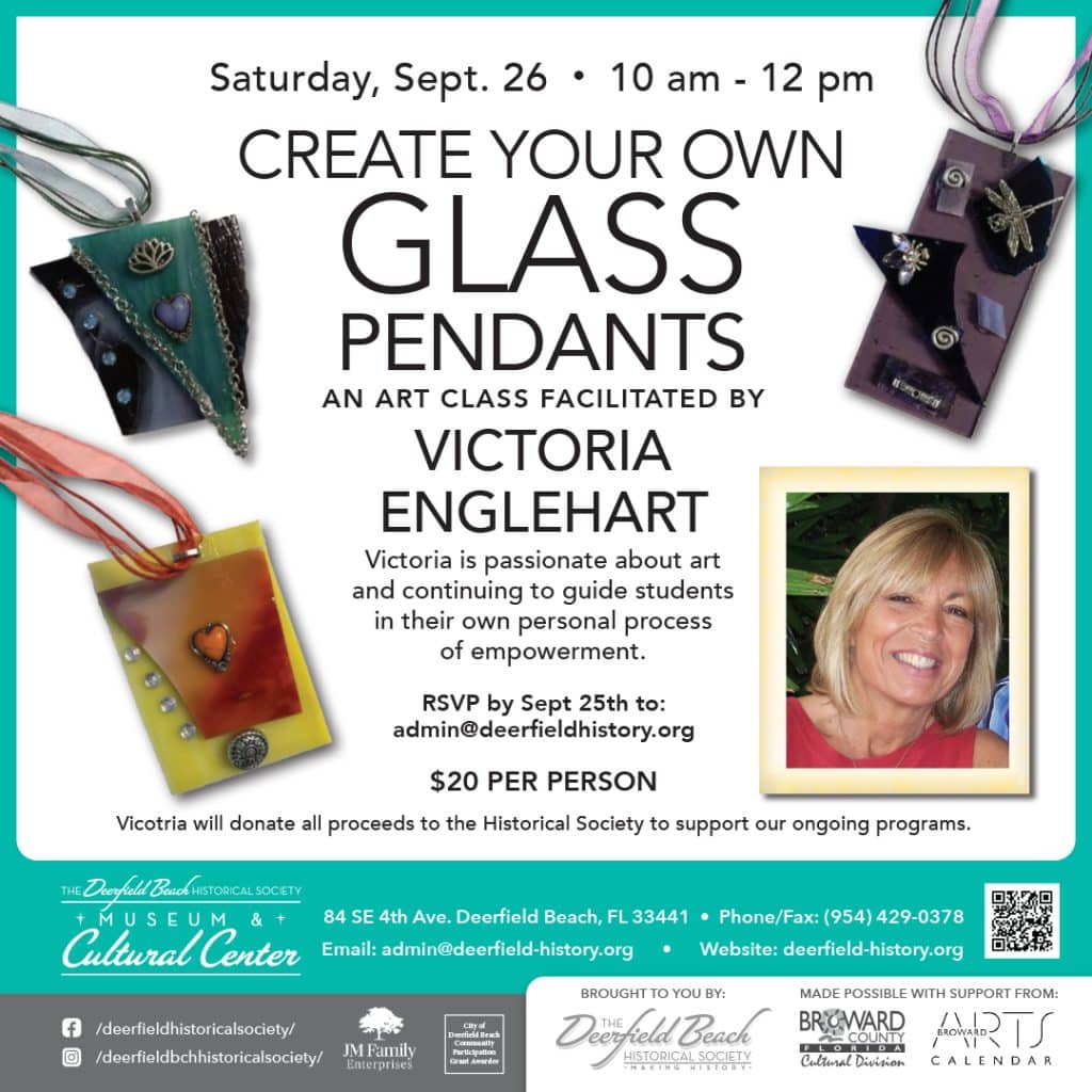 Glass Pendants Art Class facilitated by artist Victoria Englehart, Saturday Sept. 26